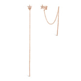 0.06ct 14k Rose Gold Diamond Star Stud Threader Earring